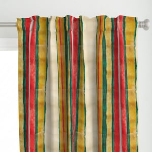 Herina Stripe Curtain Panel - Multicolor Hand Drawn Painted Stripe Printed Custom Curtain Panel