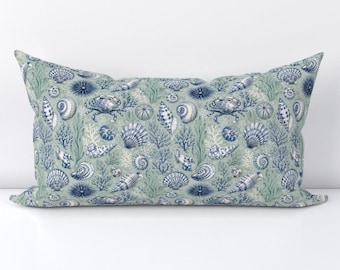 Boho Beach Accent Pillow Cover - House Seashell Printed Rectangle Lumbar Throw Pillow Cover