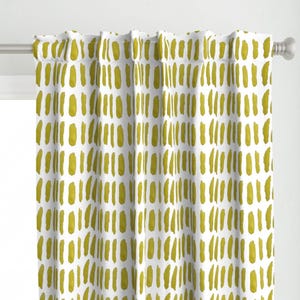 Yellow Stripe Curtain Panel - Hatches Mustard - Mustard Gold Abstract Spots Weathered Printed Custom Curtain