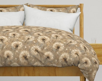 Stylized Dandelion Flower Bedding - Vivid Brushstrokes Dandelion Heads Printed Duvet Cover OR Pillow Shams