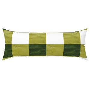 Green Check XL Lumbar Pillow Cover - Olive And Cream Buffalo Plaid - Stripe Green Plaid Printed Extra Large Rectangle Lumbar Pillow Cover