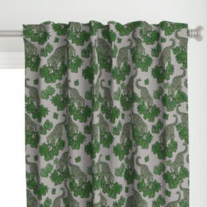Green Tiger Curtain Panel - Green Beautiful Tiger Sketches Printed Custom Curtain Panel