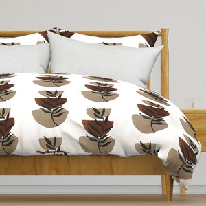 Black Botanical Leaves Bedding - Abstract Shapes Printed Duvet Cover OR Pillow Shams
