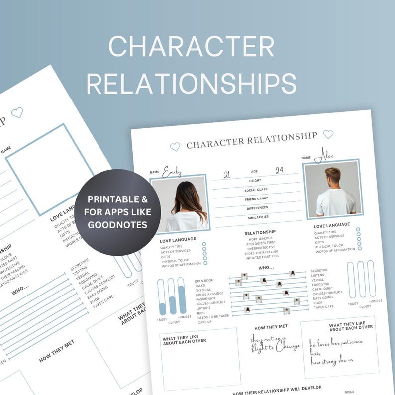 Character Profile Template: Novel Writer Printable (Digital Download) image 3