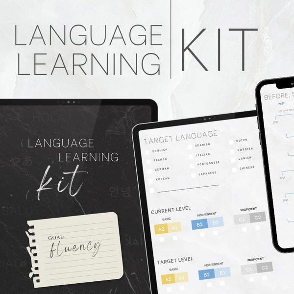 Language Learning Planner | Worksheets & Tipps | Fluency A1-C2 | Language Learner's Kit | Printable | iPad Template | GoodNotes | PDF