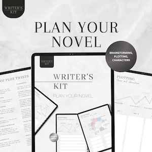 Plan and Write a Novel with this Writers&#39; Kit, Digital Planner for Plotting, Character Planning, Digital Notebook Authors, PDF, NaNoWriMo.