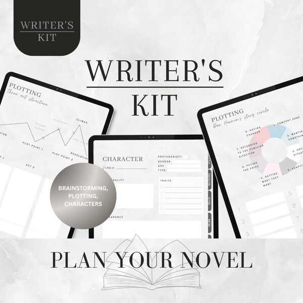 Plan and Write a Novel with this Writers' Kit | Digital Planner is for Plotting, Character Planning | Digital Notebook for Authors | PDF