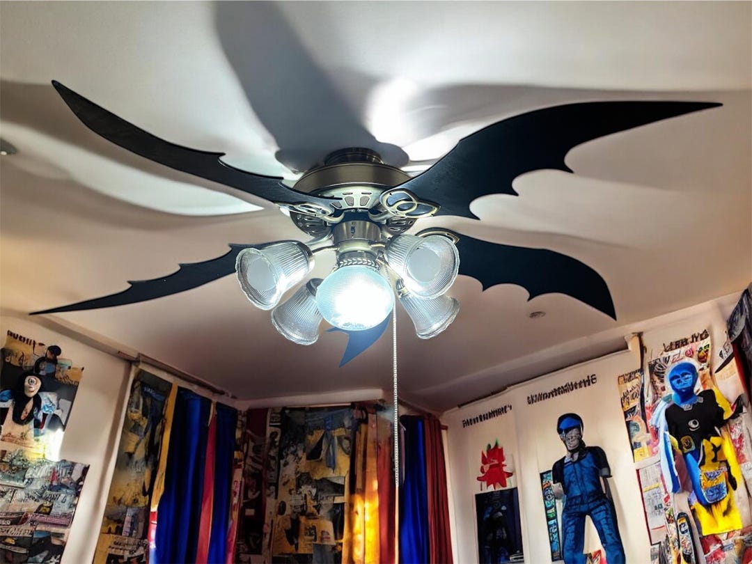 Bat Wing Ceiling Fan Blade Set | Batman Room Decor | Boys Bedroom Fan ...
