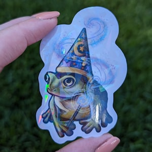 Froggy Wizard | Holographic Waterproof Sticker | Laptop Sticker | Sticker Decal |
