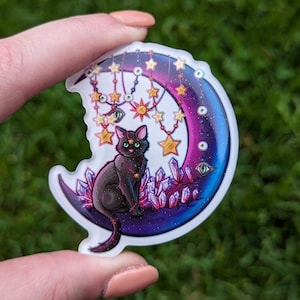 Crystal Moon Magnet | Acrylic Magnet | Acrylic Accessory | Fridge Accessory | Glitter Acrylic Magnet|