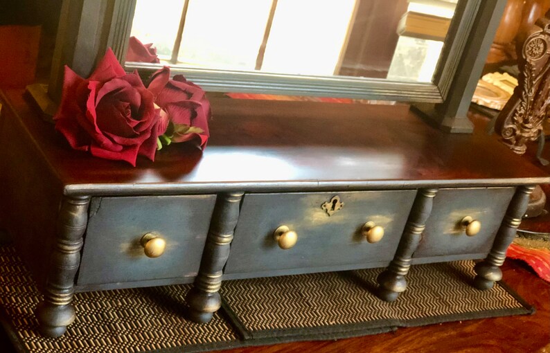 Vintage Dresser Top Vanity With Swivel Mirror Etsy