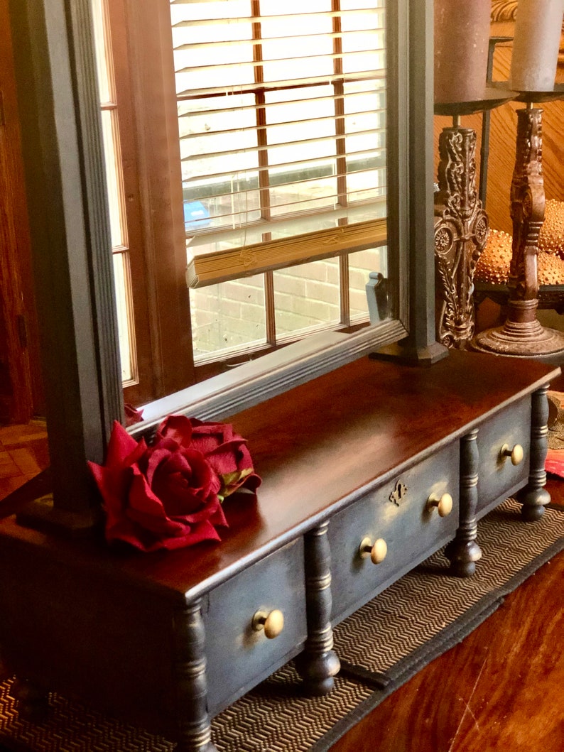 Vintage Dresser Top Vanity With Swivel Mirror Etsy