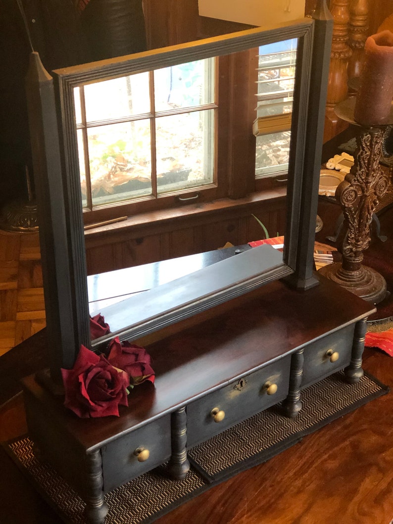 Vintage Dresser Top Vanity With Swivel Mirror Etsy