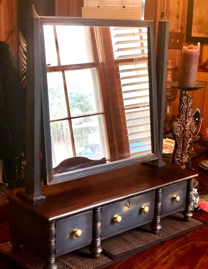 Vintage Dresser Top Vanity With Swivel Mirror Etsy