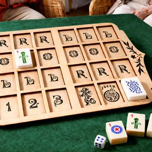 Tavola per esercitarsi nel Mahjong Solo – Aiuto per l'allenamento nel Mahjong americano, Tavola per esercitarsi nel Mahjong personalizzata, Tavola americana in legno, Tavola per esercitarsi nel Charleston