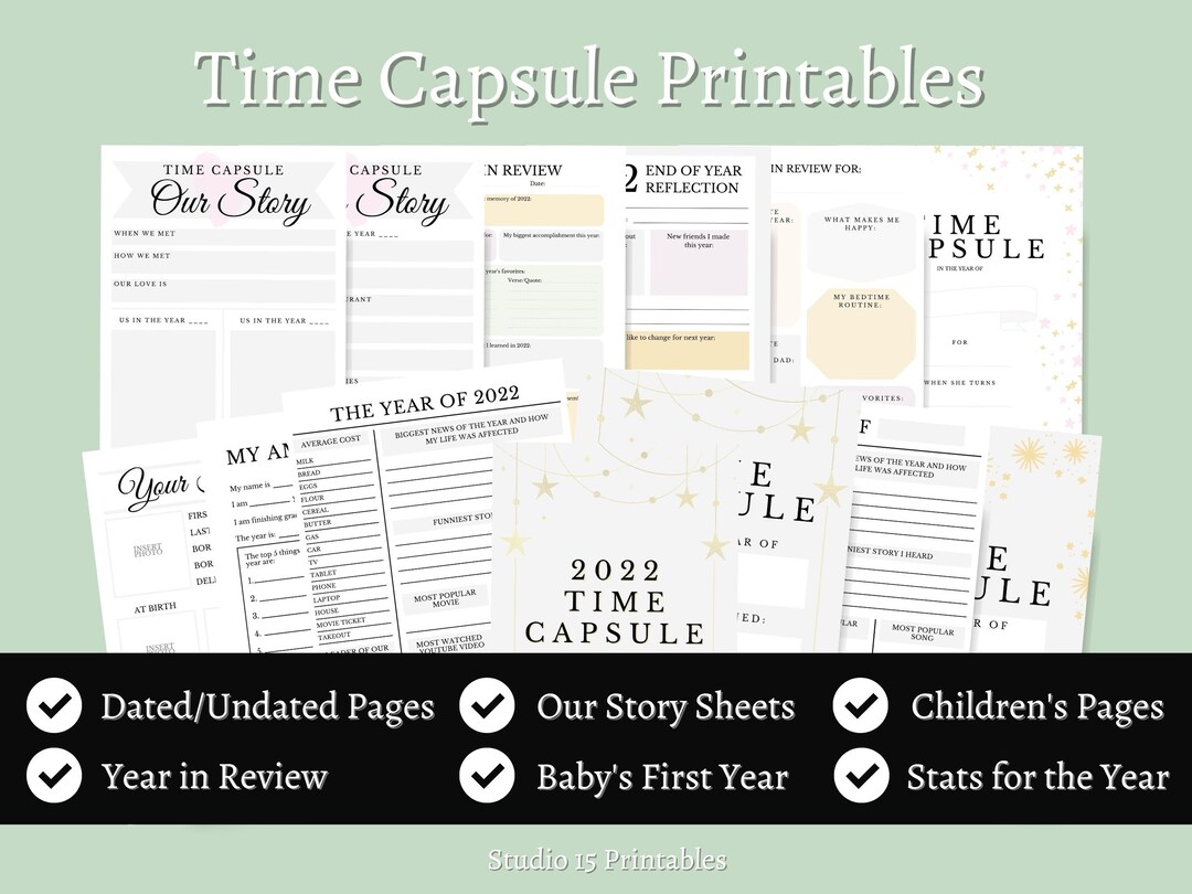 Time Capsule Printables New Year's Year in Review - Etsy Australia