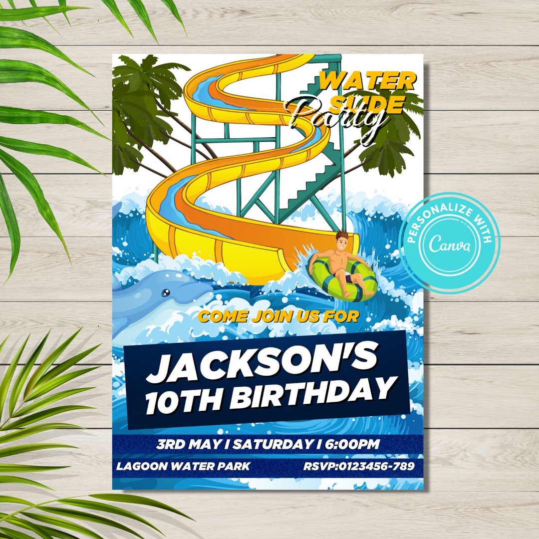 Printable Waterslide Party Invitation Waterslide Birthday - Etsy