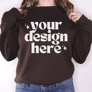 Gildan 18000 Mockup | Gildan Dark Chocolate Sweatshirt Mockup | Sweatshirt Model Mockup | Dark Chocolate Mockup | Brown Gildan Mockup