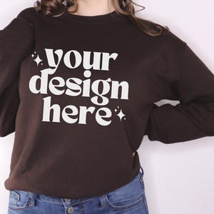 Gildan 18000 Mockup | Gildan Dark Chocolate Sweatshirt Mockup | Sweatshirt Model Mockup | Dark Chocolate Mockup | Brown Gildan Mockup