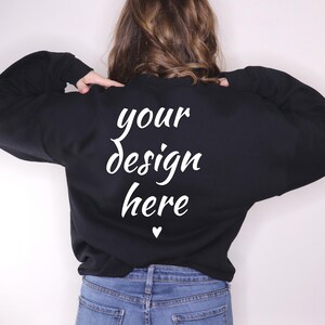 Gildan 18000 Mockup | Back of Gildan 18000 Mockup | Gildan Sweatshirt Mockup | Model Mockup Back | Black Gildan Mockup | Black Sweatshirt