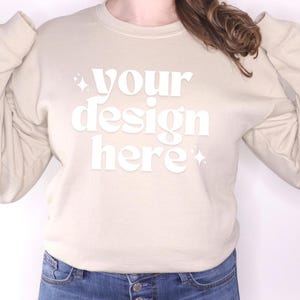 Gildan 18000 Mockup | Gildan Sand Sweatshirt Mockup | Sweatshirt Model Mockup | Gildan Sand | Sand Mockup | Sand Sweatshirt | Oversized Crew