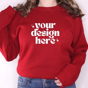 Gildan 18000 Mockup | Gildan Antique Cherry Red Sweatshirt Mockup | Sweatshirt Model Mockup | Gildan Red | Red Mockup | Gildan Sweatshirt