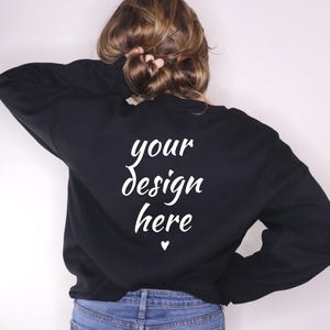 Gildan 18000 Mockup | Back of Gildan 18000 Mockup | Gildan Sweatshirt Mockup | Model Mockup Back | Black Gildan Mockup | Black Sweatshirt