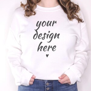 Gildan 18000 Mockup | Gildan White Sweatshirt Mockup | Sweatshirt Model Mockup | Gildan White | White Mockup | Gildan Sweatshirt