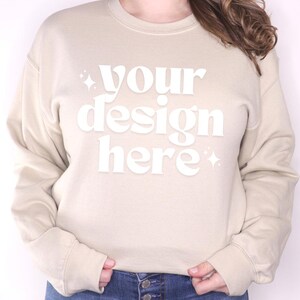 Gildan 18000 Mockup | Gildan Sand Sweatshirt Mockup | Sweatshirt Model Mockup | Gildan Sand | Sand Mockup | Sand Sweatshirt | Oversized Crew