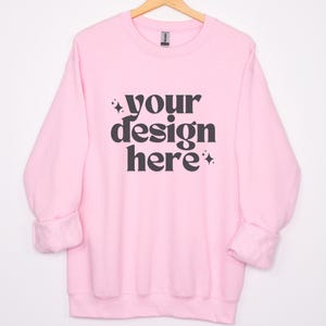 Gildan 18000 Mockup | Gildan Light Pink Sweatshirt Mockup | Gildan 18000 Front | Crewneck Mockup | Folded Sweatshirt Mockup | Pink Mockup