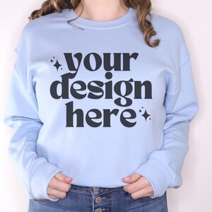 Gildan 18000 Mockup | Gildan Light Blue Sweatshirt Mockup | Sweatshirt Model Mockup | Light Blue Mockup | Crewneck Sweatshirt Gildan Mockup