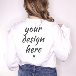 Gildan 18000 Mockup | Back of Gildan 18000 Mockup | Gildan Sweatshirt Mockup | Model Mockup Back | White Gildan Mockup | White Sweatshirt