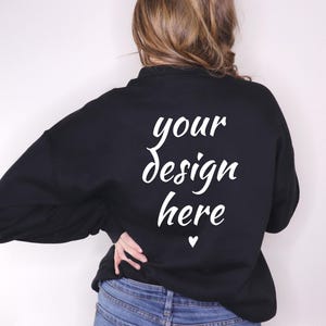 Gildan 18000 Mockup | Back of Gildan 18000 Mockup | Gildan Sweatshirt Mockup | Model Mockup Back | Black Gildan Mockup | Black Sweatshirt