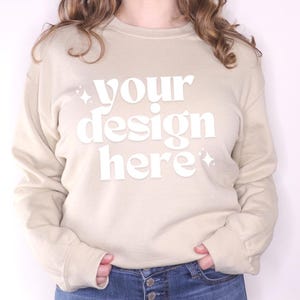 Gildan 18000 Mockup | Gildan Sand Sweatshirt Mockup | Sweatshirt Model Mockup | Gildan Sand | Sand Mockup | Sand Sweatshirt | Oversized Crew