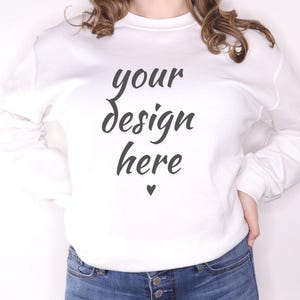 Gildan 18000 Mockup | Gildan White Sweatshirt Mockup | Sweatshirt Model Mockup | Gildan White | White Mockup | Gildan Sweatshirt