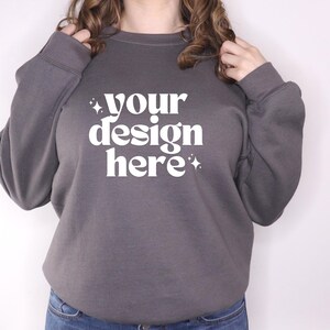 Gildan 18000 Mockup | Gildan Charcoal Sweatshirt Mockup | Sweatshirt Model Mockup | Charcoal Mockup | Charcoal Gildan Mockup | Grey Mockup