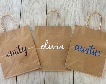 Custom Medium Kraft Gift Bag, Medium Kraft Bag, Personalized Gift, Hand Lettered Gift Bag, Party Favor, Welcome Gift Bag, Bridesmaid Gift