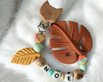 Teething ring clip - silicone beads - unisex - personalized - birthday gift - newborn gift - baby pacifier clip