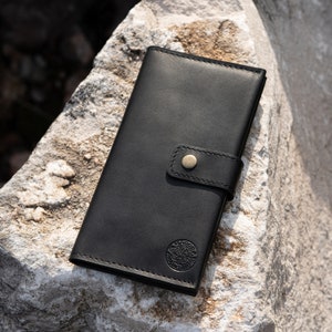 Cartera de cuero para hombre, cartera de mano de cuero genuino, monedero largo