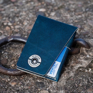 Porta carte in pelle, porta carte compatto, portafoglio fatto a mano, design sottile, realizzato artigianalmente, pelle resistente