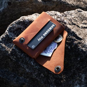 Portefeuille minimaliste pour homme/femme, porte-cartes en cuir Crazy Horse, organiseur d'argent, poche pour pièces de monnaie
