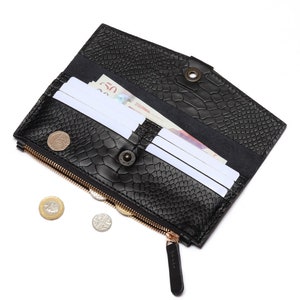 Cartera de cuero para mujer, embrague de mujer hecho a mano, bolso largo de cuero genuino, regalo de Navidad