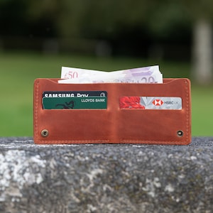 Minimalistisches Bifold Portemonnaie aus Leder, klassischer Slim-Style, handgefertigt, kompaktes Portemonnaie