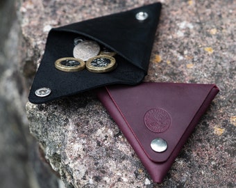 Leather Coin Wallet, Minimalist Coin Bag, Earphone Holder, Jewelery Pouch, Compact Change Purse