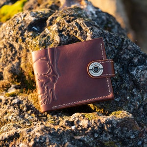Mens Leather Wallet Skull Wallet Handmade Best Quality Wallet Genuine Leather Anniversary Groomsmen Birthday
