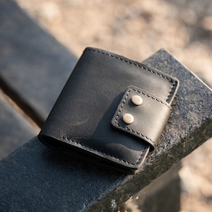 Minimalist Wallet, Genuine Leather, Coin Pouch and Card Holder, Christmas Gift Black