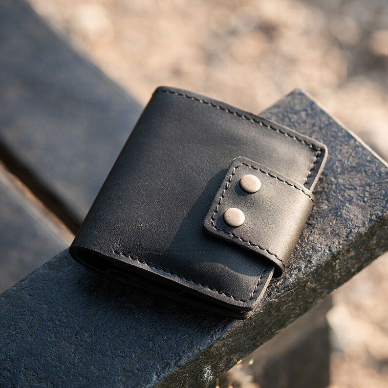 Minimalist Wallet, Genuine Leather, Coin Pouch and Card Holder, Christmas Gift Black