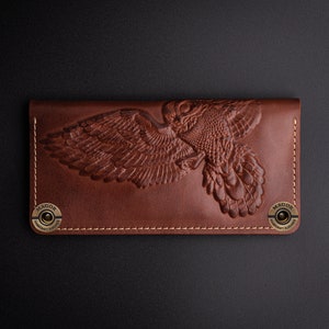 Cartera de cuero para mujer, cartera de mano para mujer, cartera larga de cuero genuino