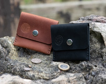 Leather Coin Wallet, Minimalist Coin Bag, Earphone Holder, Jewelery Pouch, Compact Change Purse