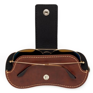 Glasses Case Genuine Leather GlassesSunglasses Case Eyeglass Case Storage Eye Glasses Pouch Carry Case for Women & Men